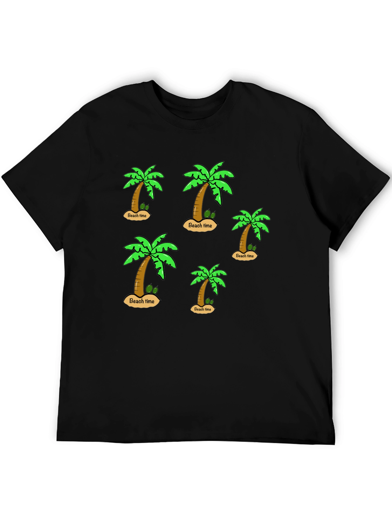 Beach Time Palm Tree Graphic Black T-Shirt