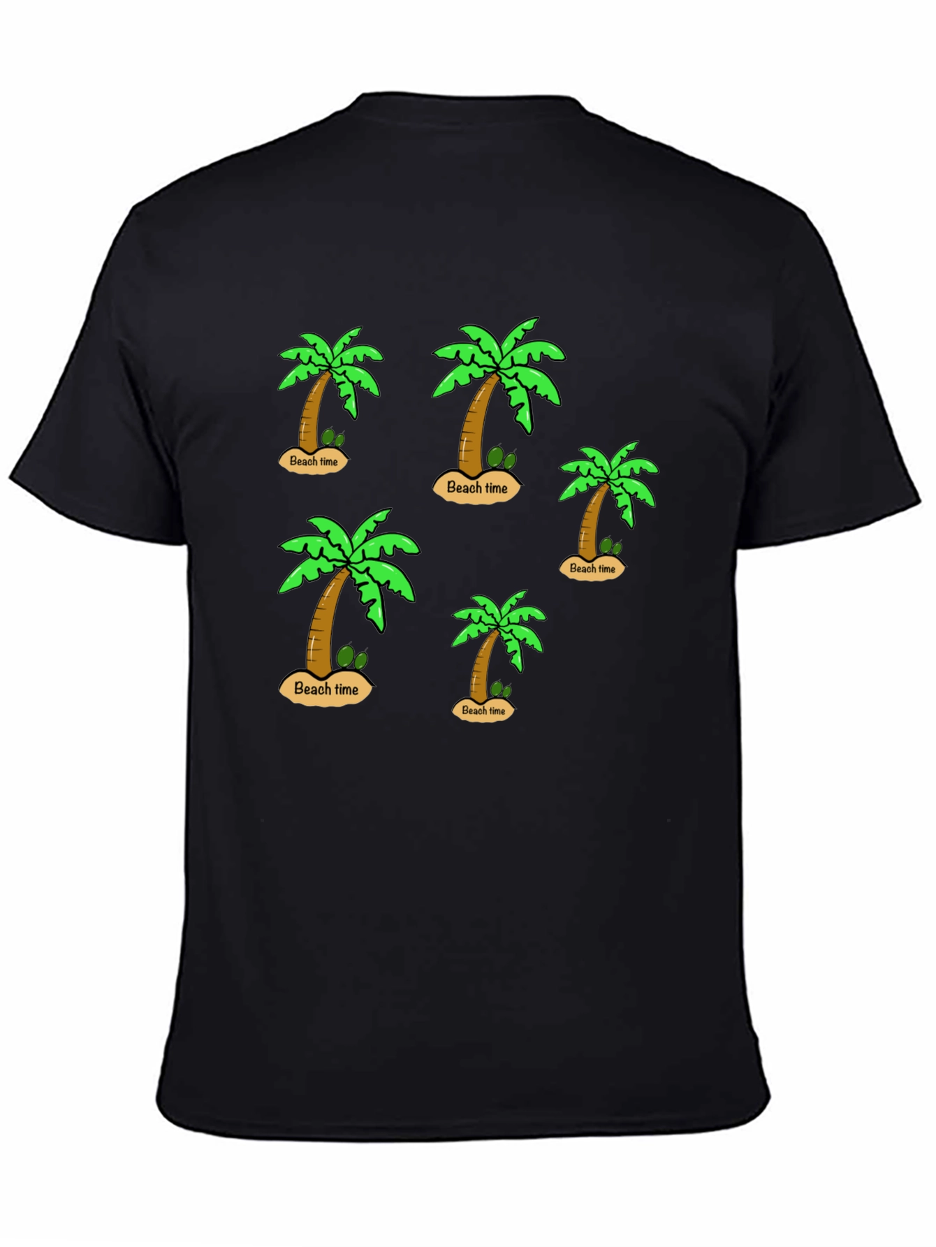 Beach Time Palm Tree Graphic Black T-Shirt