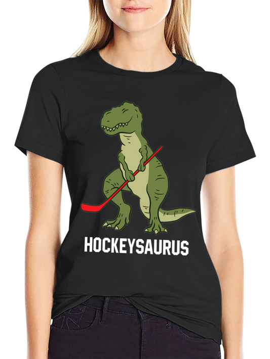 Hockey T-Rex Black T-Shirt - HockeySaurus