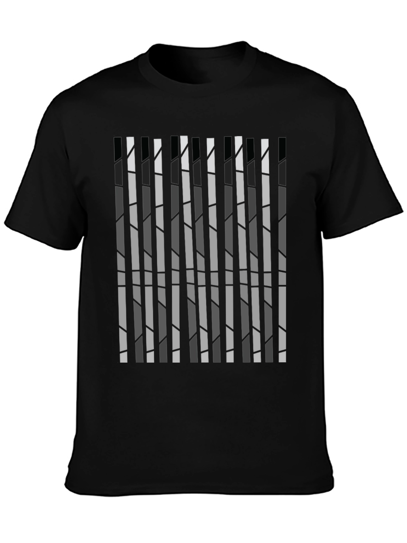 Modern Striped Graphic Tee - Sleek Black Cotton Shirt