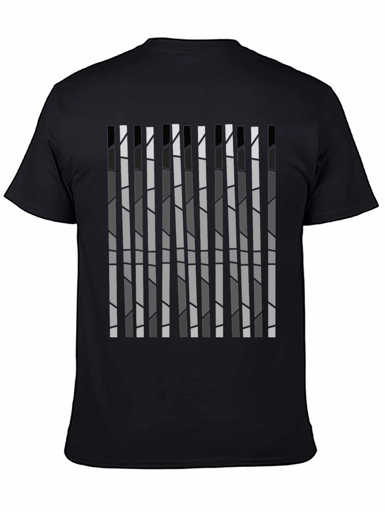 Modern Striped Graphic Tee - Sleek Black Cotton Shirt