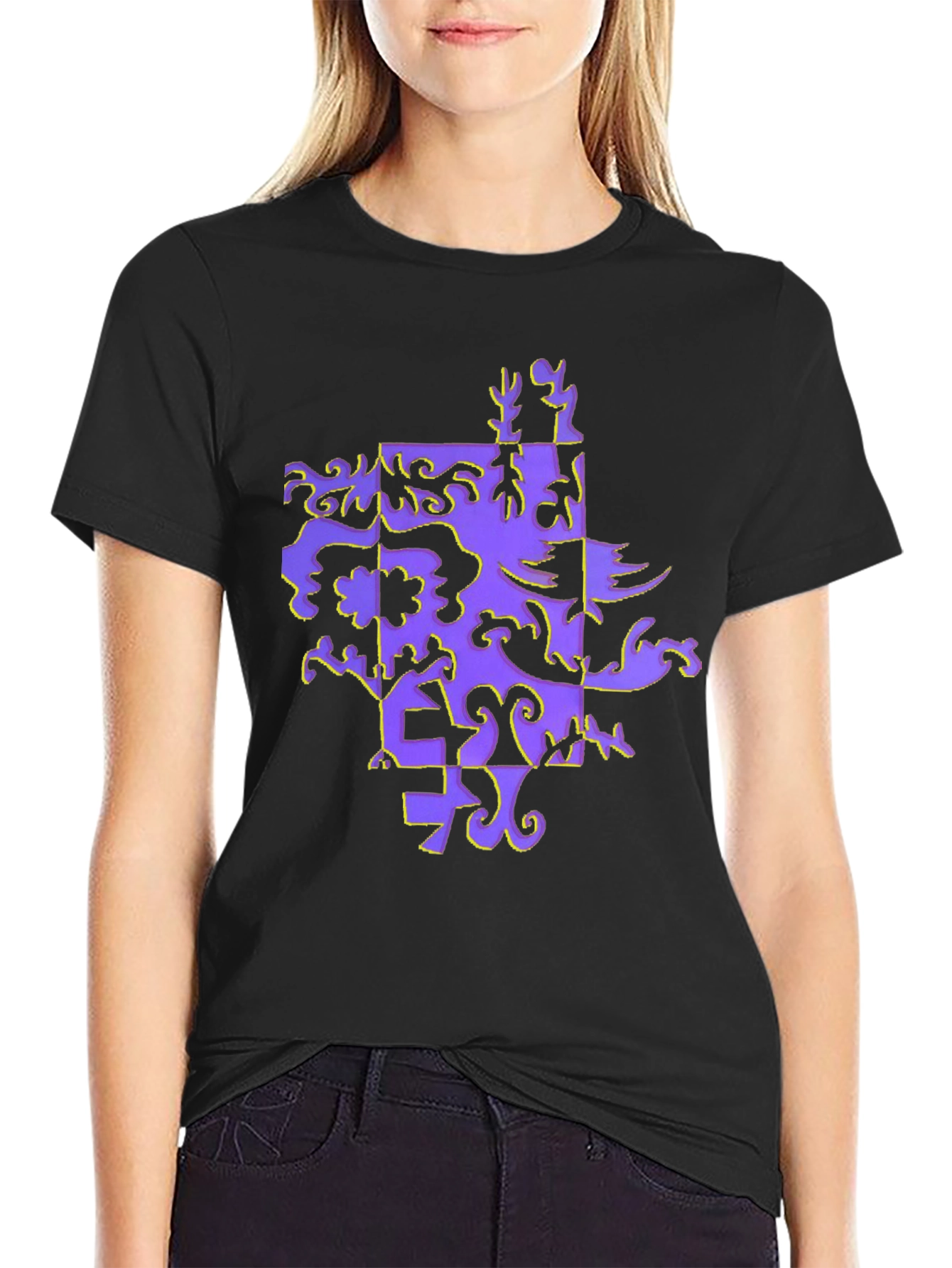 Abstract Pattern Black T-Shirt