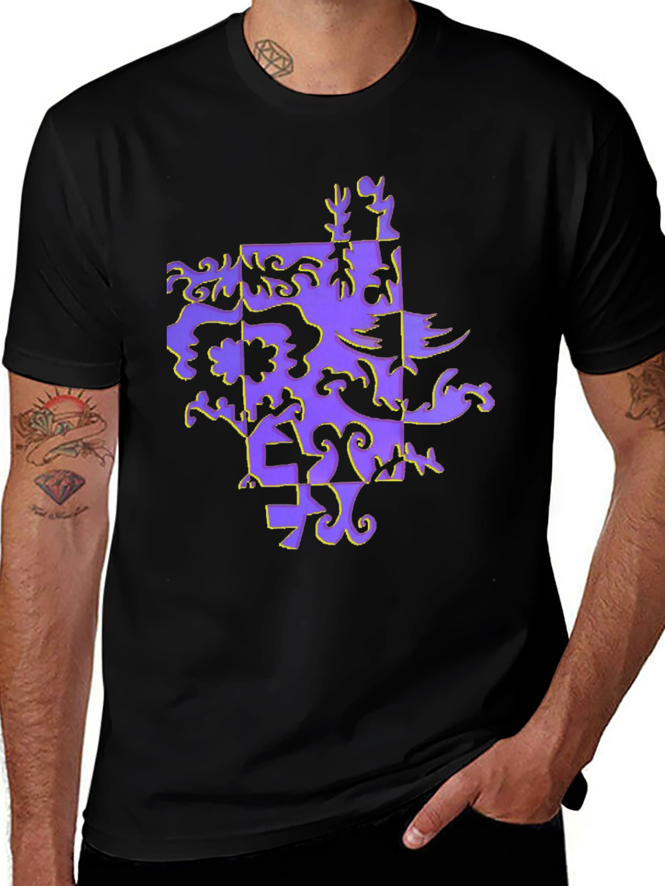 Abstract Pattern Black T-Shirt