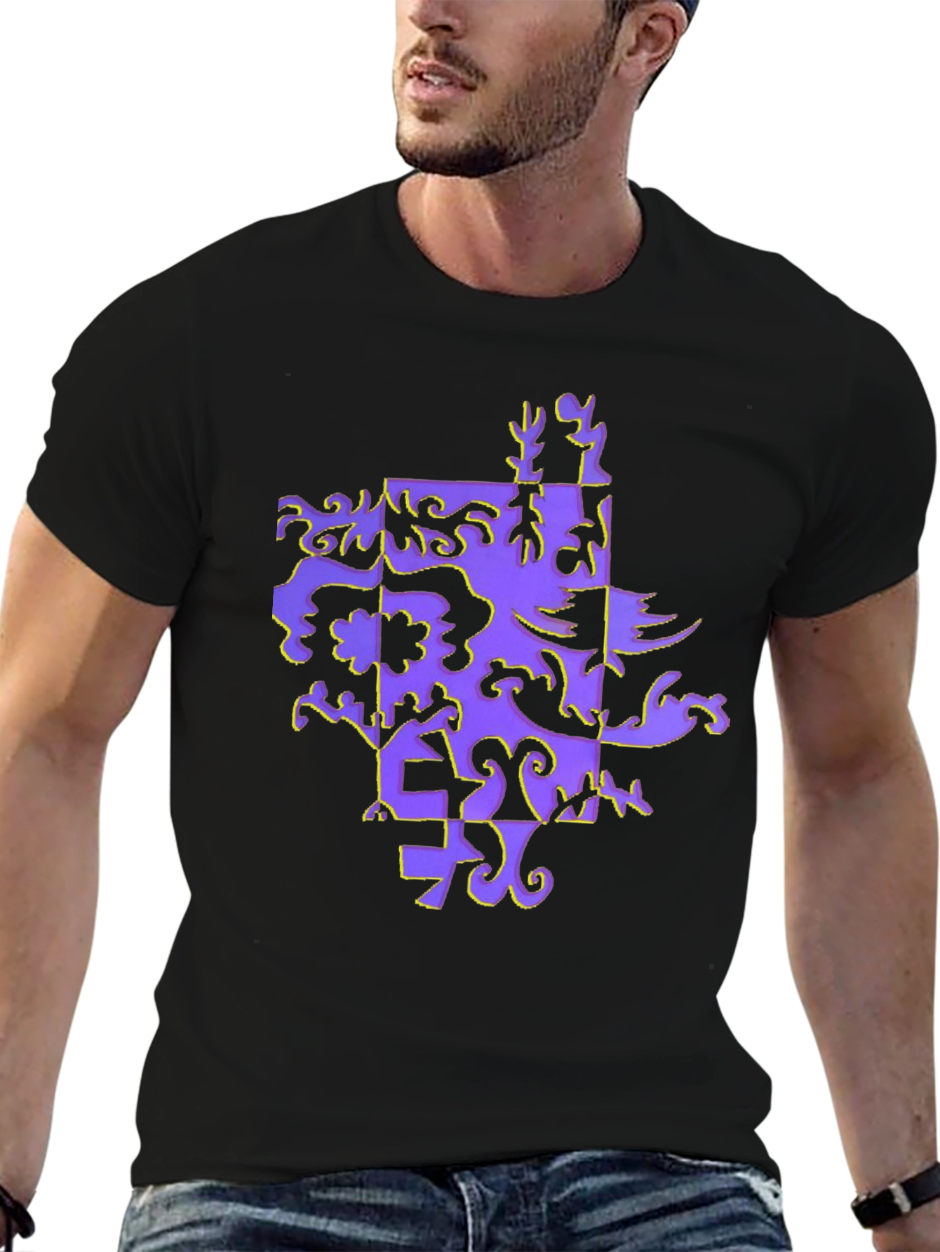 Abstract Pattern Black T-Shirt