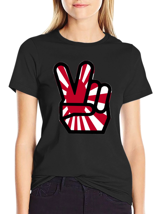 Japanese Flag Peace Sign Black T-Shirt