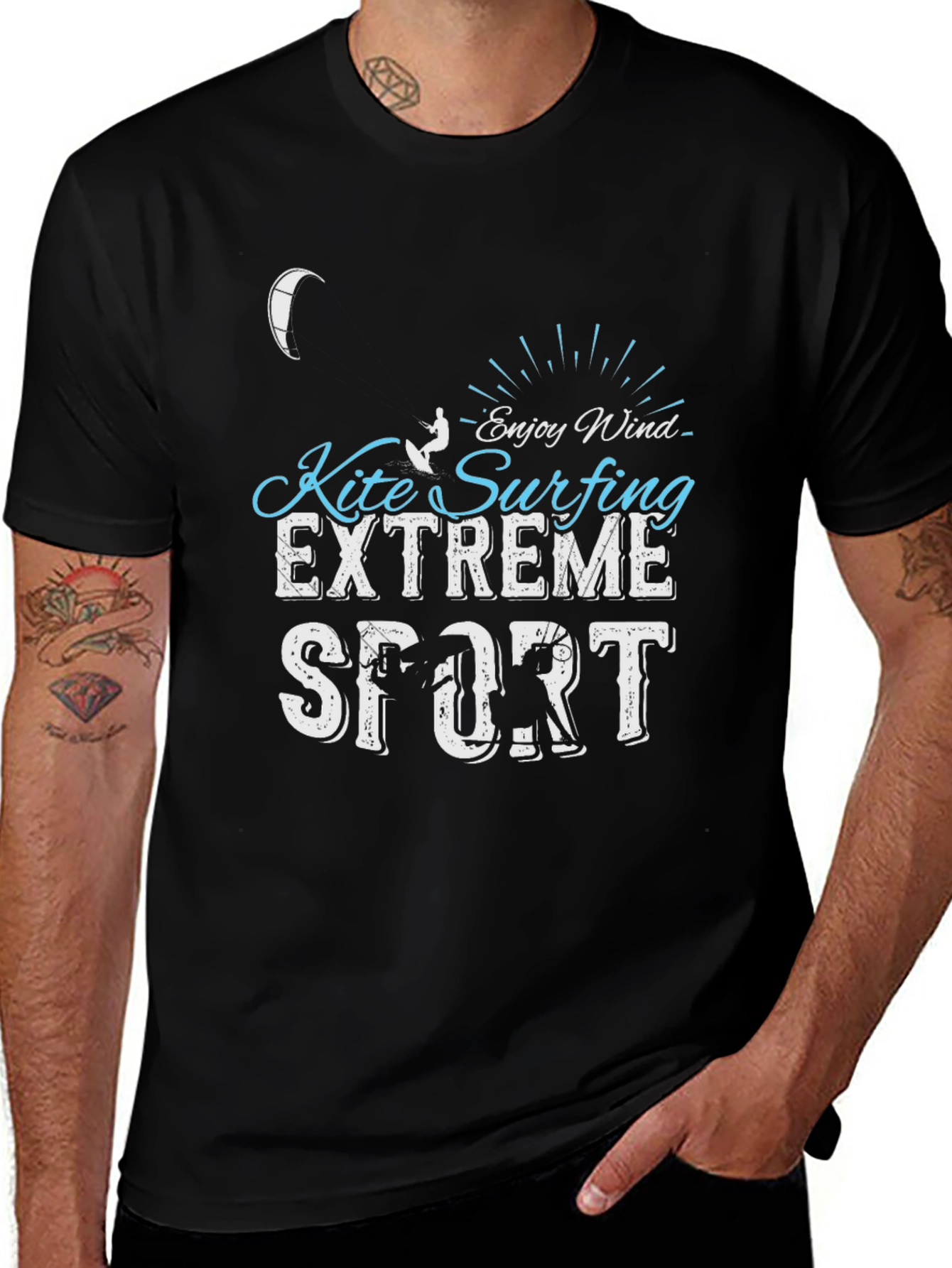 Kite Surfing Extreme Sport Black T-Shirt