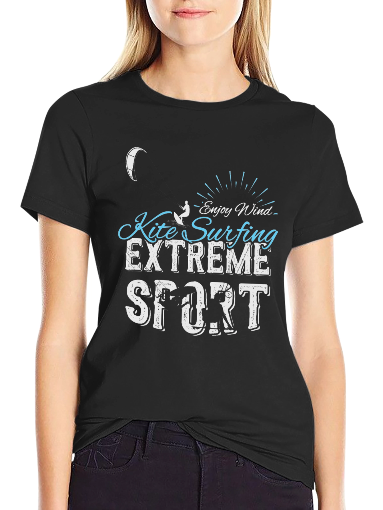 Kite Surfing Extreme Sport Black T-Shirt
