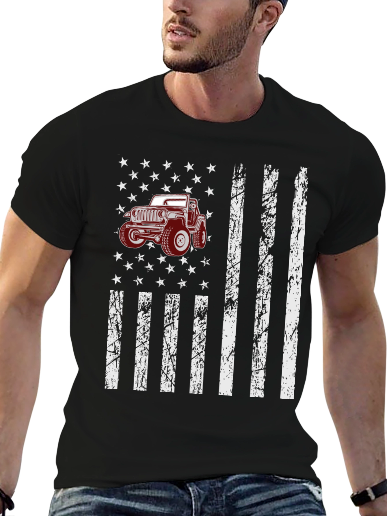 American Flag Jeep T-Shirt