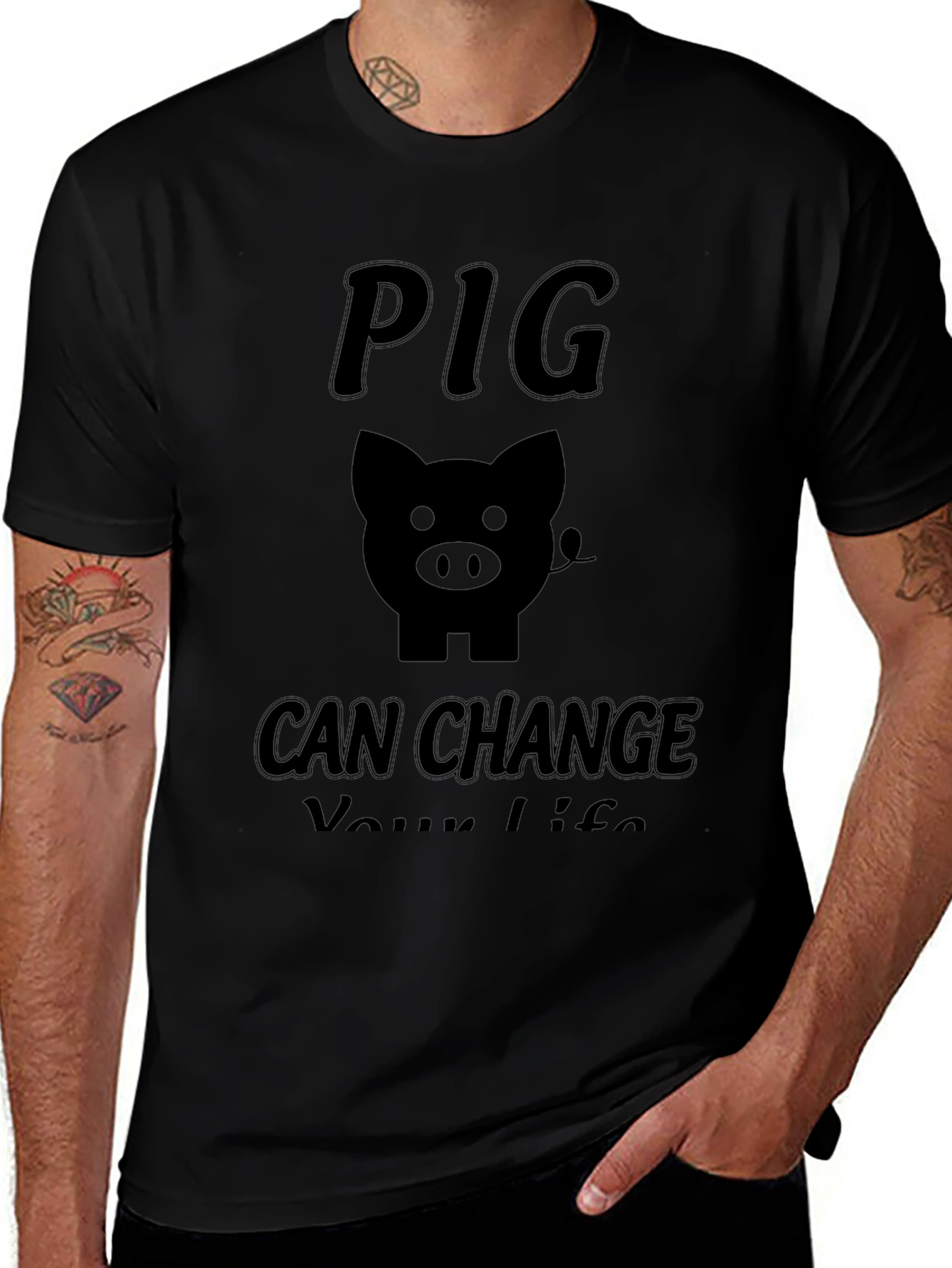 Pig Can Change Your Life Black T-Shirt