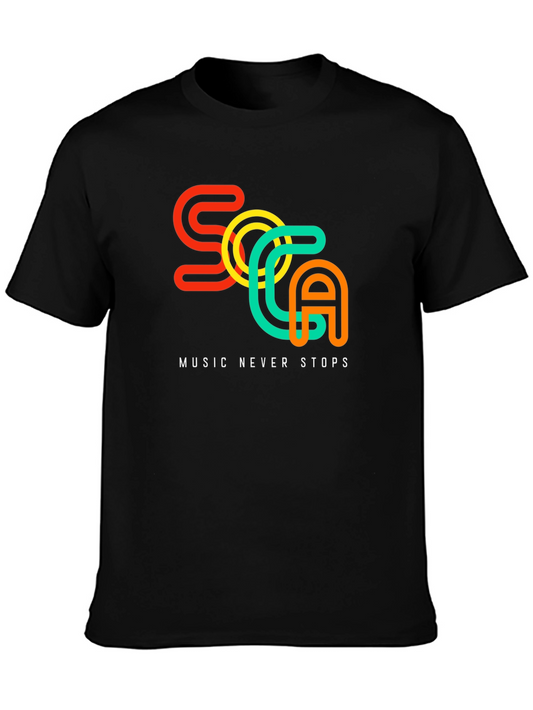 Soca Music Never Stops Black T-Shirt