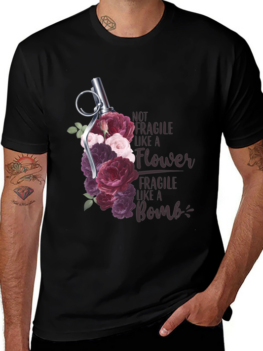 Floral Grenade T-Shirt - Not Fragile Bomb Tee