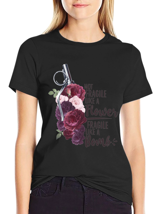 Floral Grenade T-Shirt - Not Fragile Bomb Tee