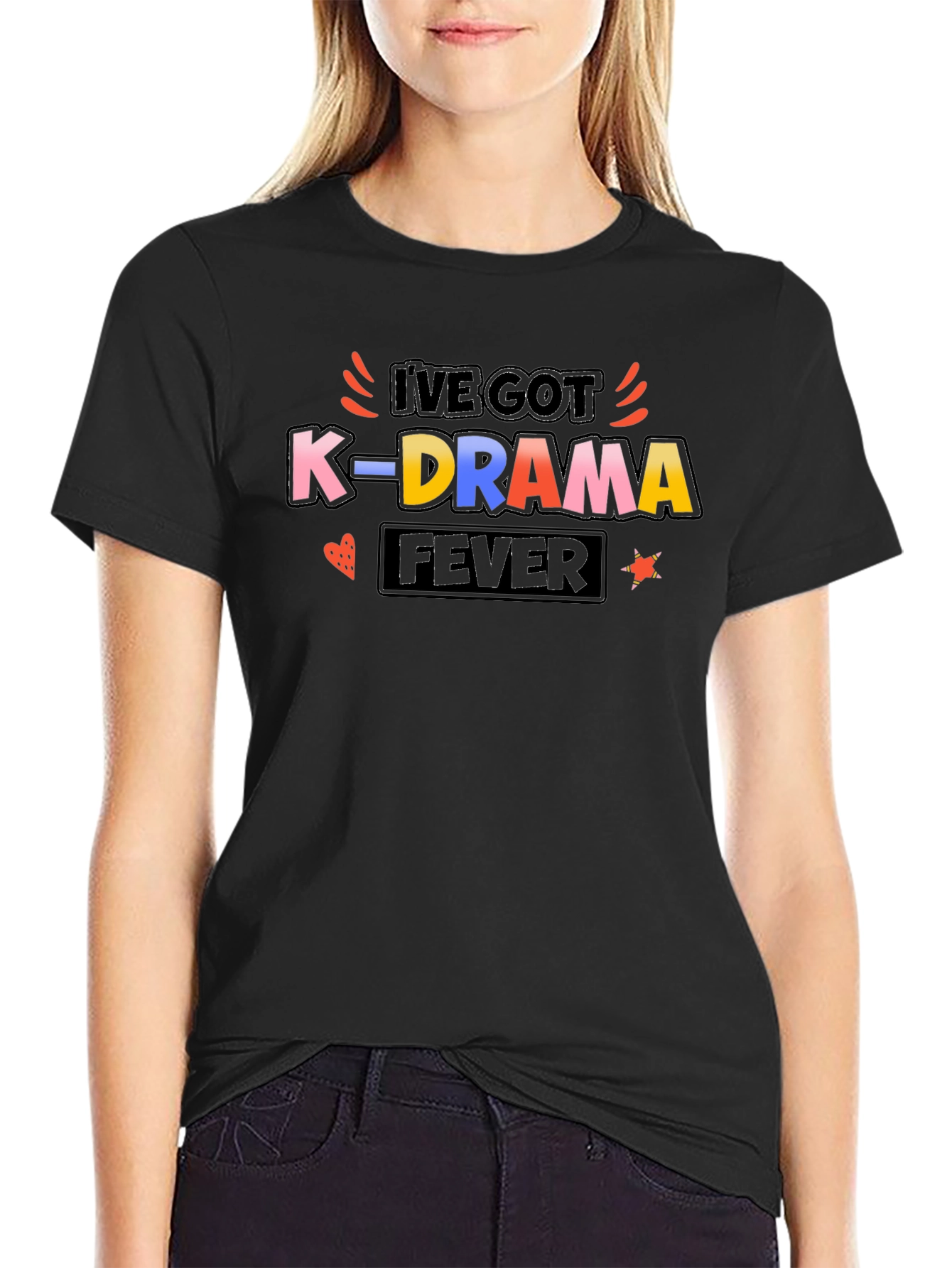 K-Drama Fever Graphic T-Shirt - Black