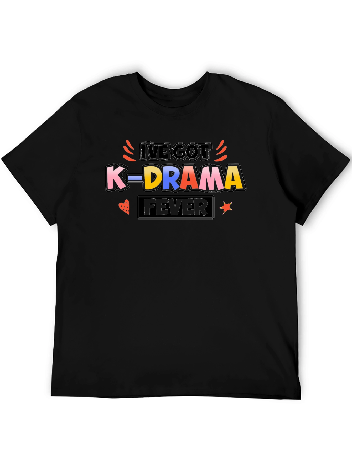K-Drama Fever Graphic T-Shirt - Black