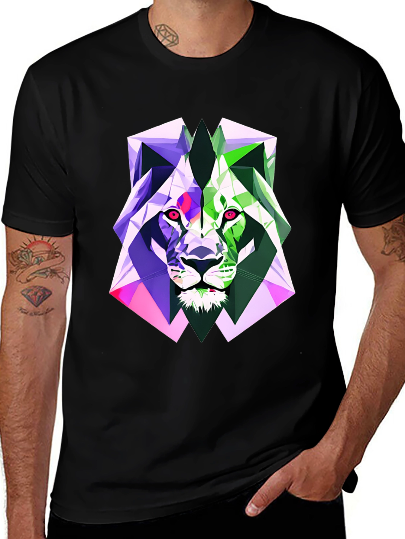 Geometric Lion Graphic Tee - Bold Style