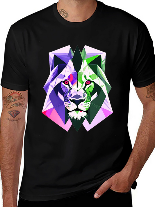 Geometric Lion Graphic Tee - Bold Style