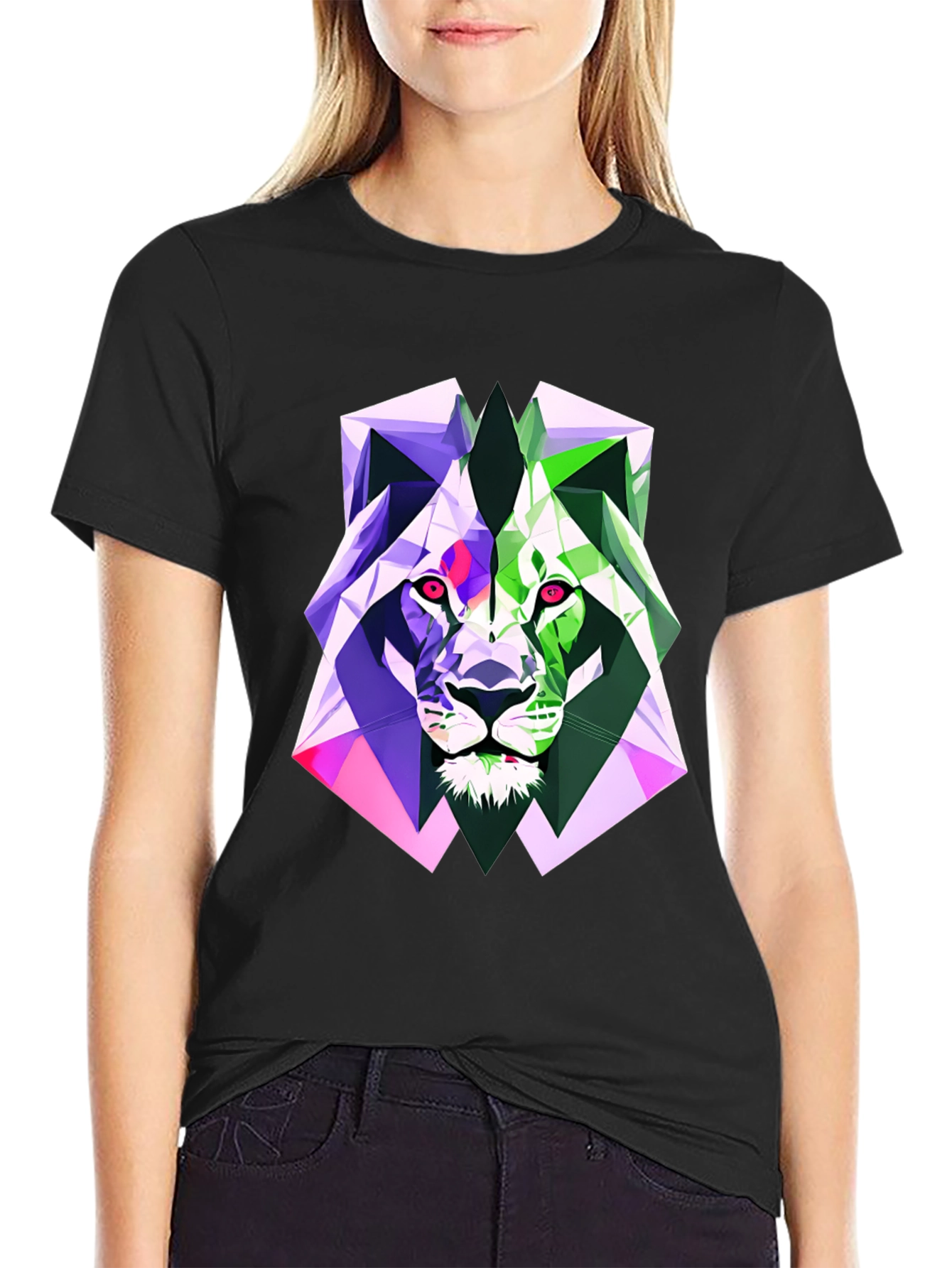Geometric Lion Graphic Tee - Bold Style