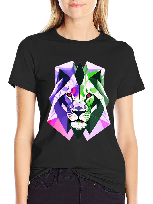Geometric Lion Graphic Tee - Bold Style