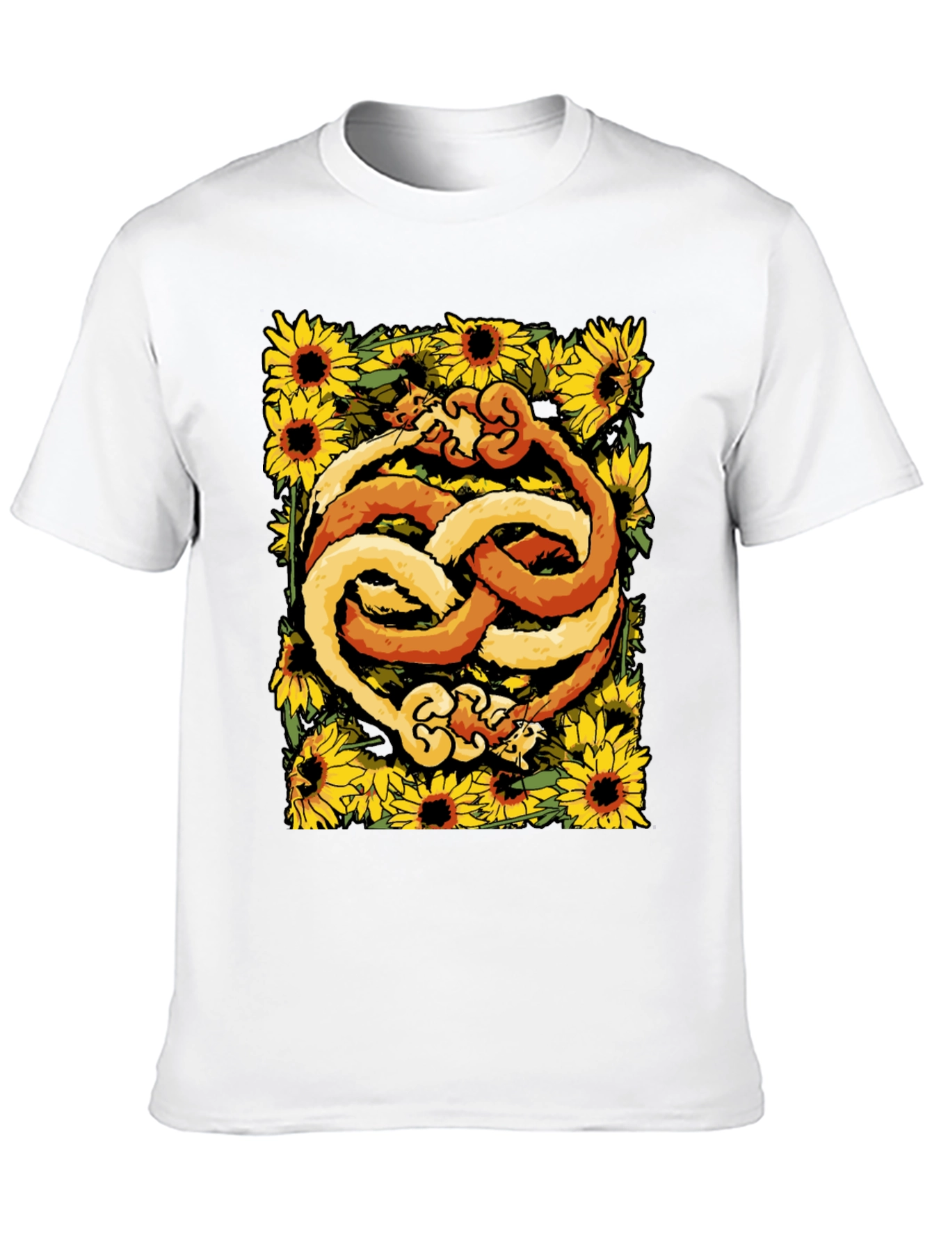Yin Yang Cats Sunflower Graphic Tee