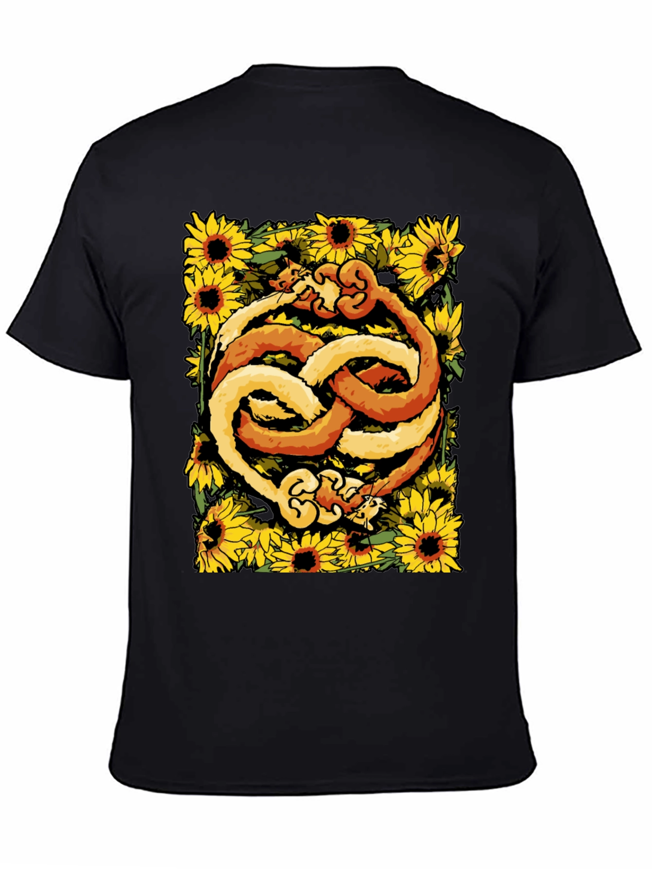Yin Yang Cats Sunflower Graphic Tee