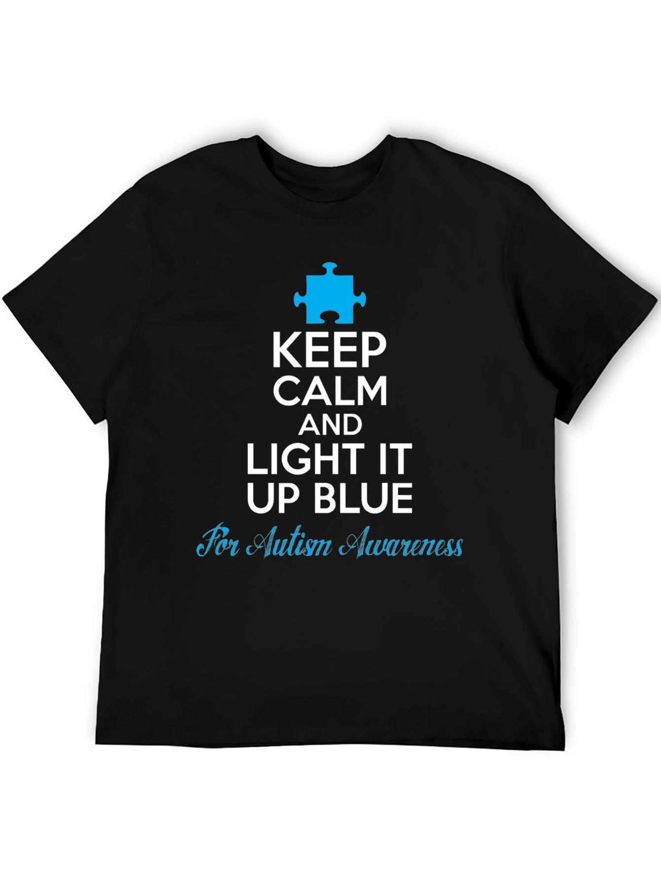Autism Awareness Keep Calm Light It Up Blue T-Shirt