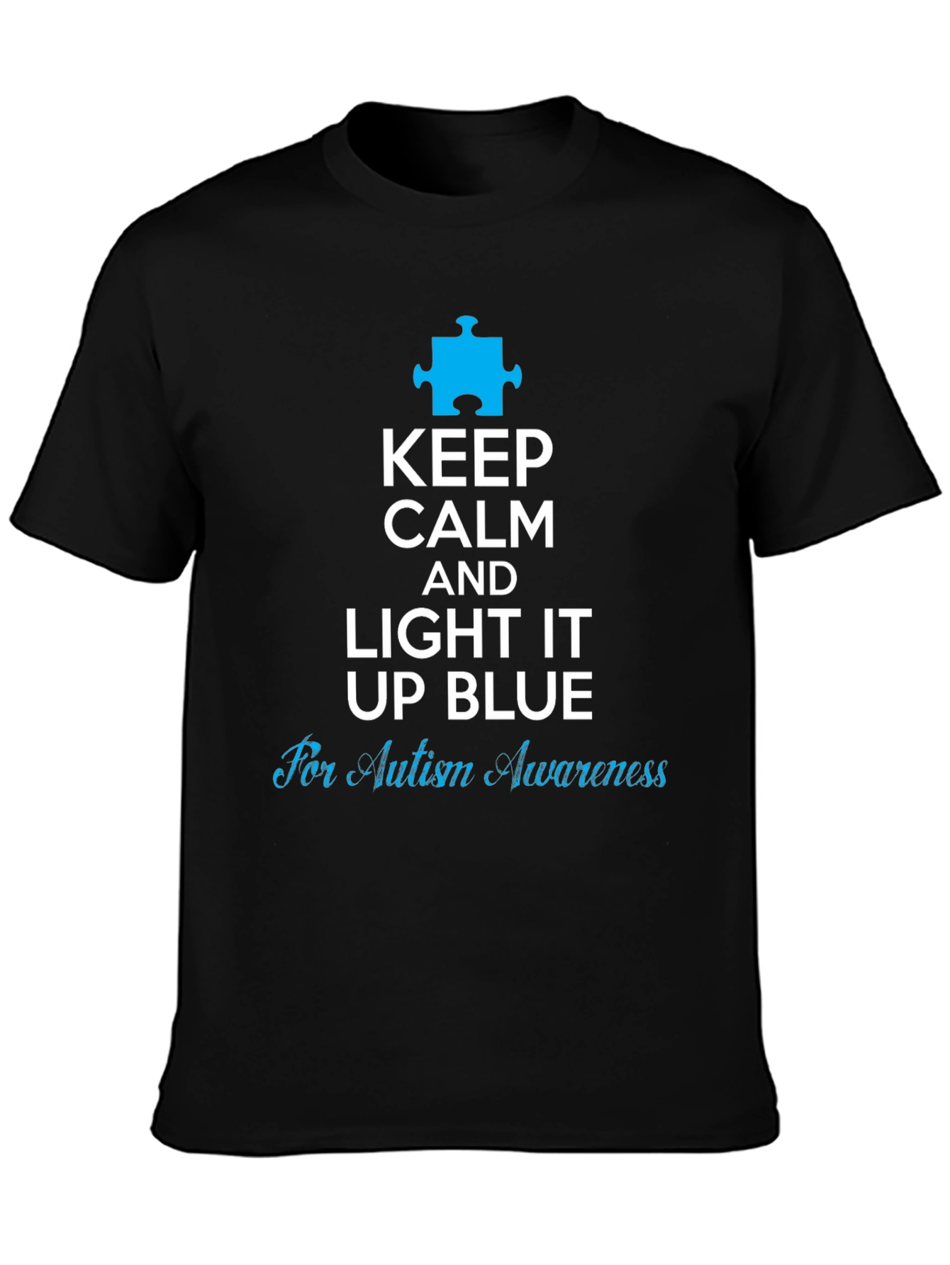 Autism Awareness Keep Calm Light It Up Blue T-Shirt