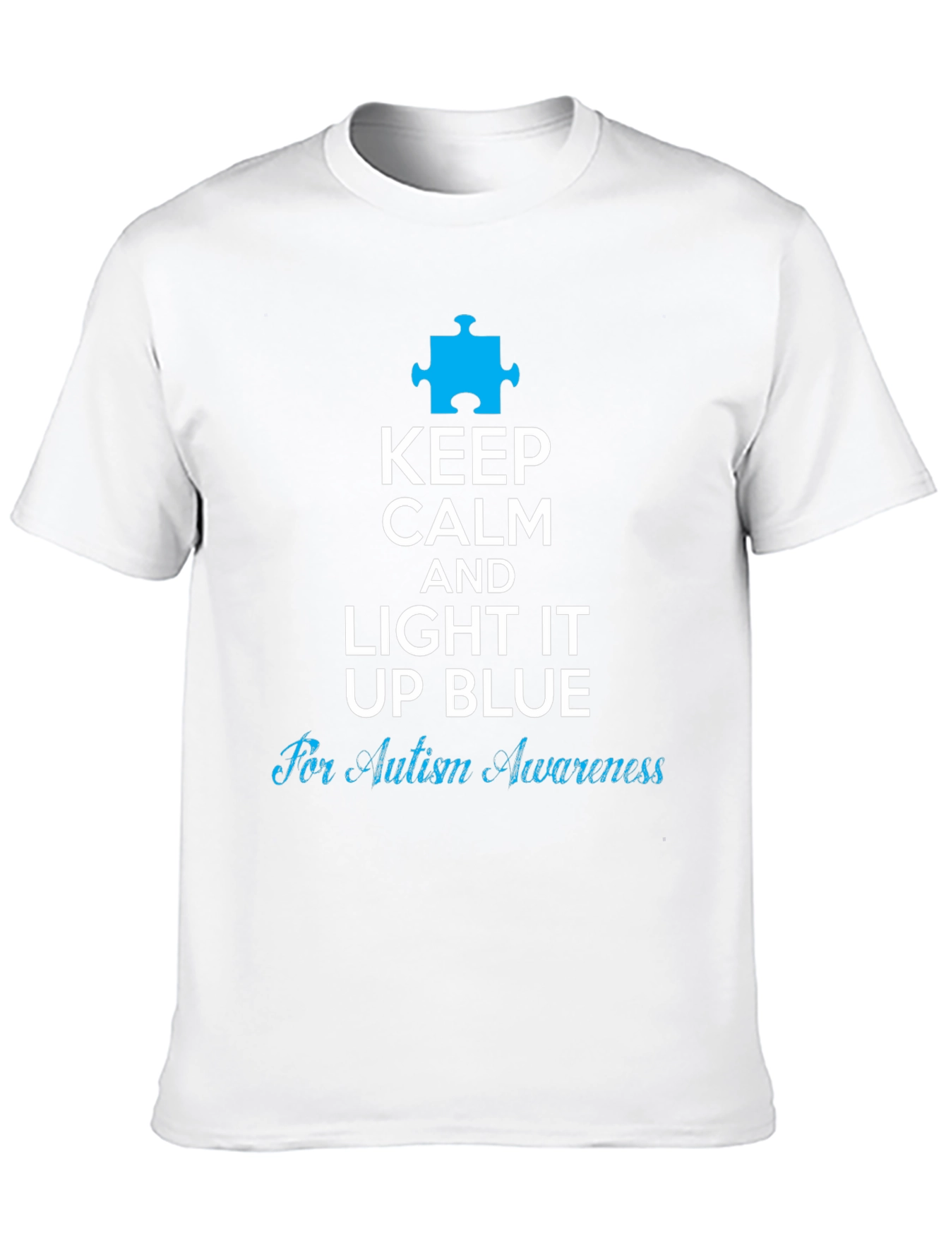 Autism Awareness Keep Calm Light It Up Blue T-Shirt