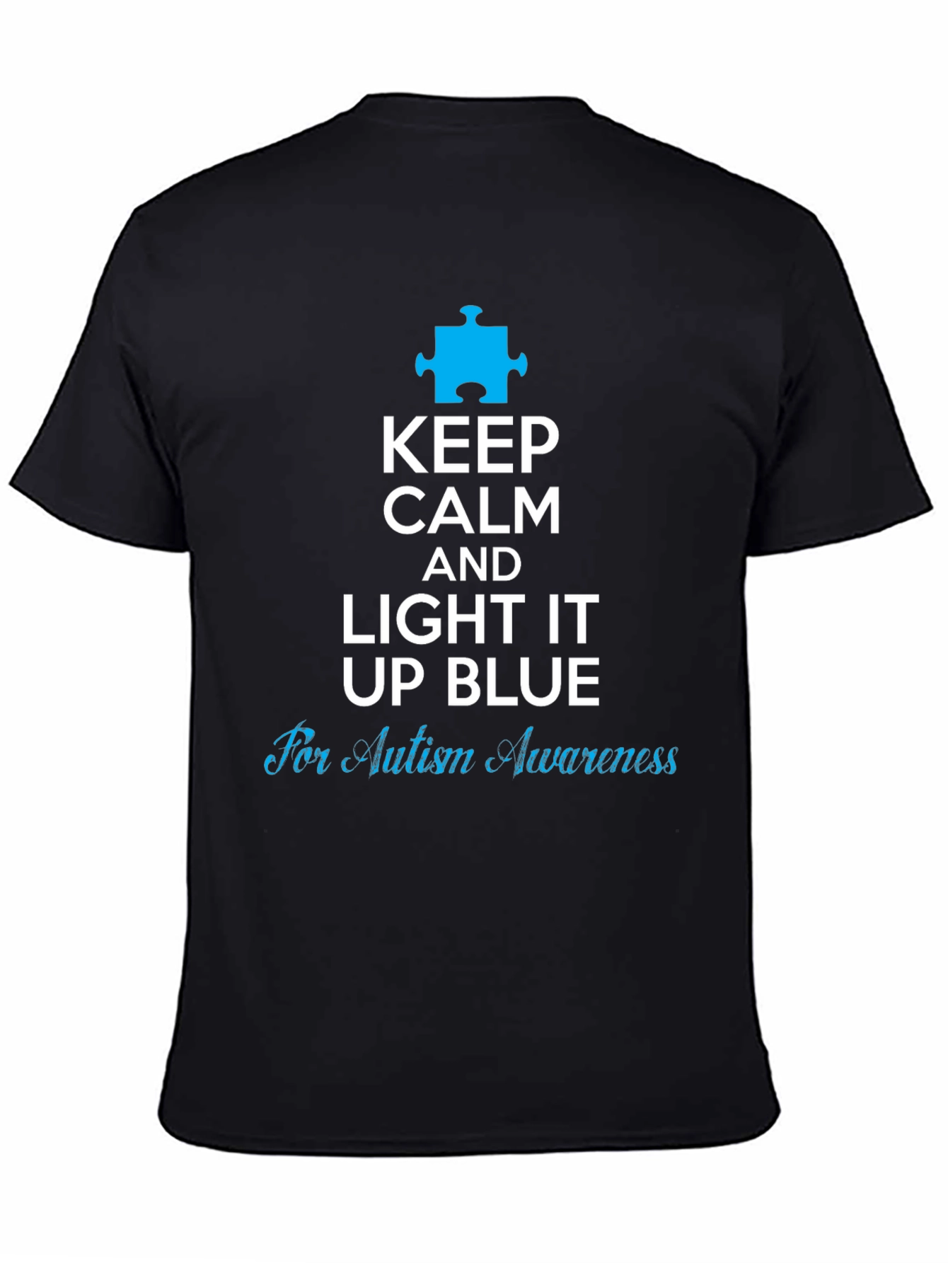 Autism Awareness Keep Calm Light It Up Blue T-Shirt
