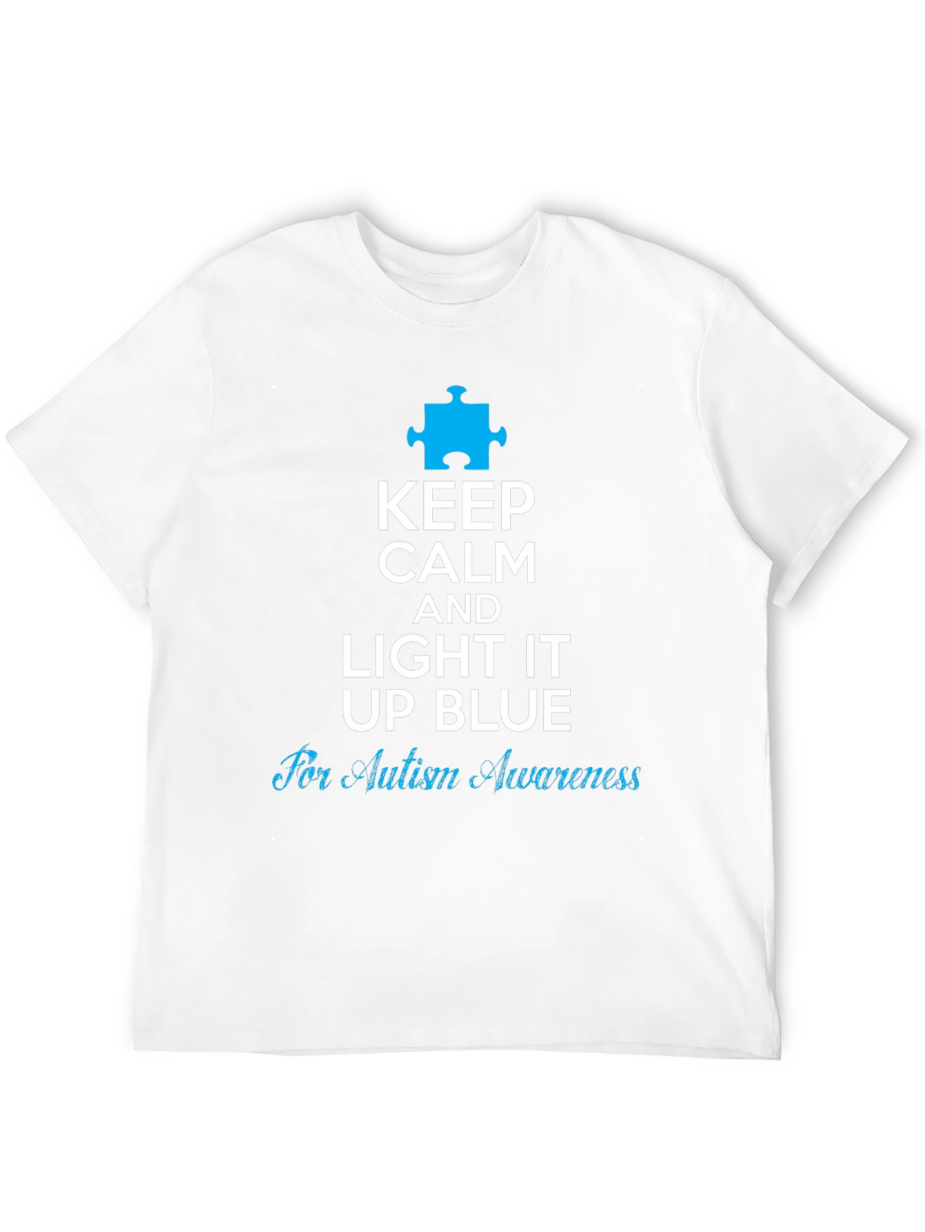 Autism Awareness Keep Calm Light It Up Blue T-Shirt