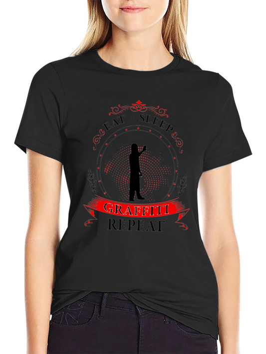 Eat Sleep Graffiti Repeat Black T-Shirt