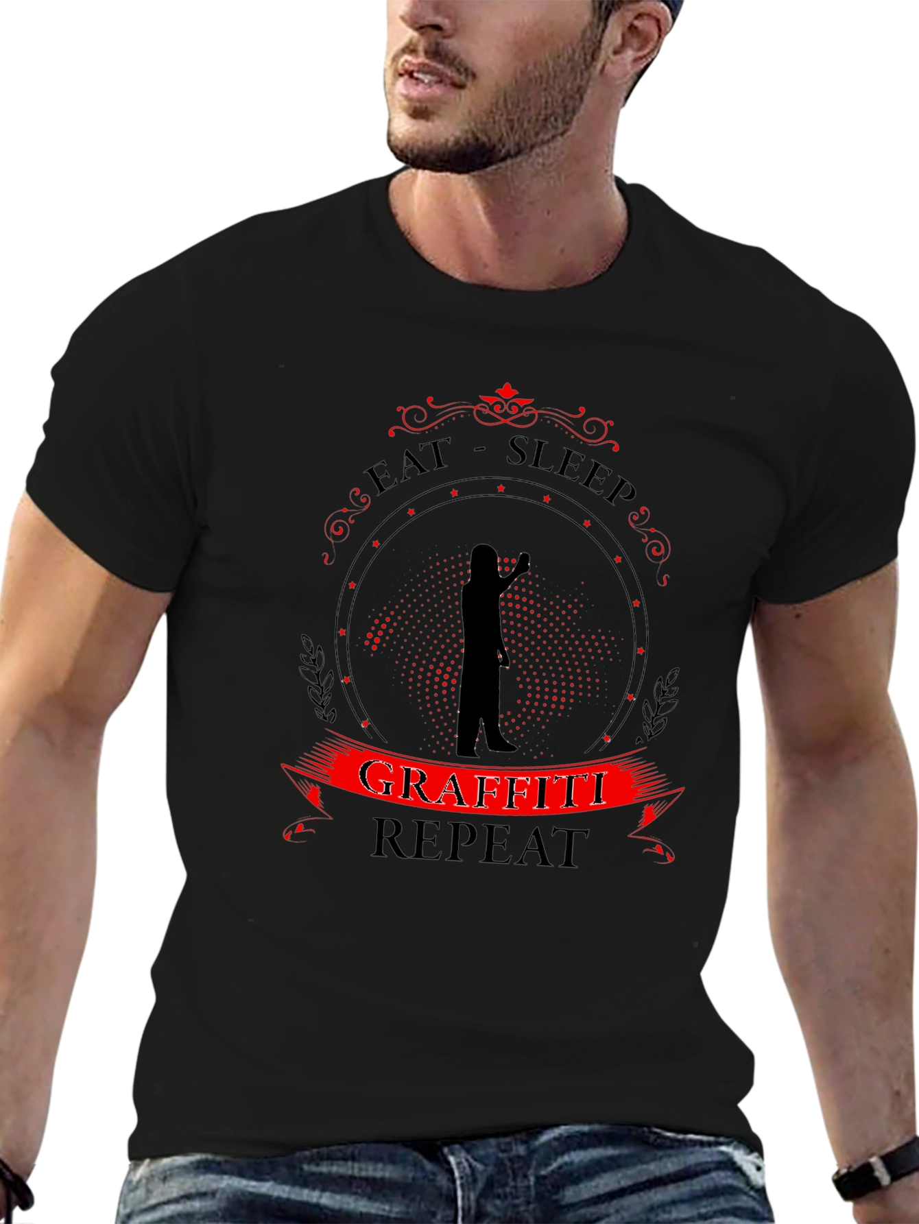 Eat Sleep Graffiti Repeat Black T-Shirt