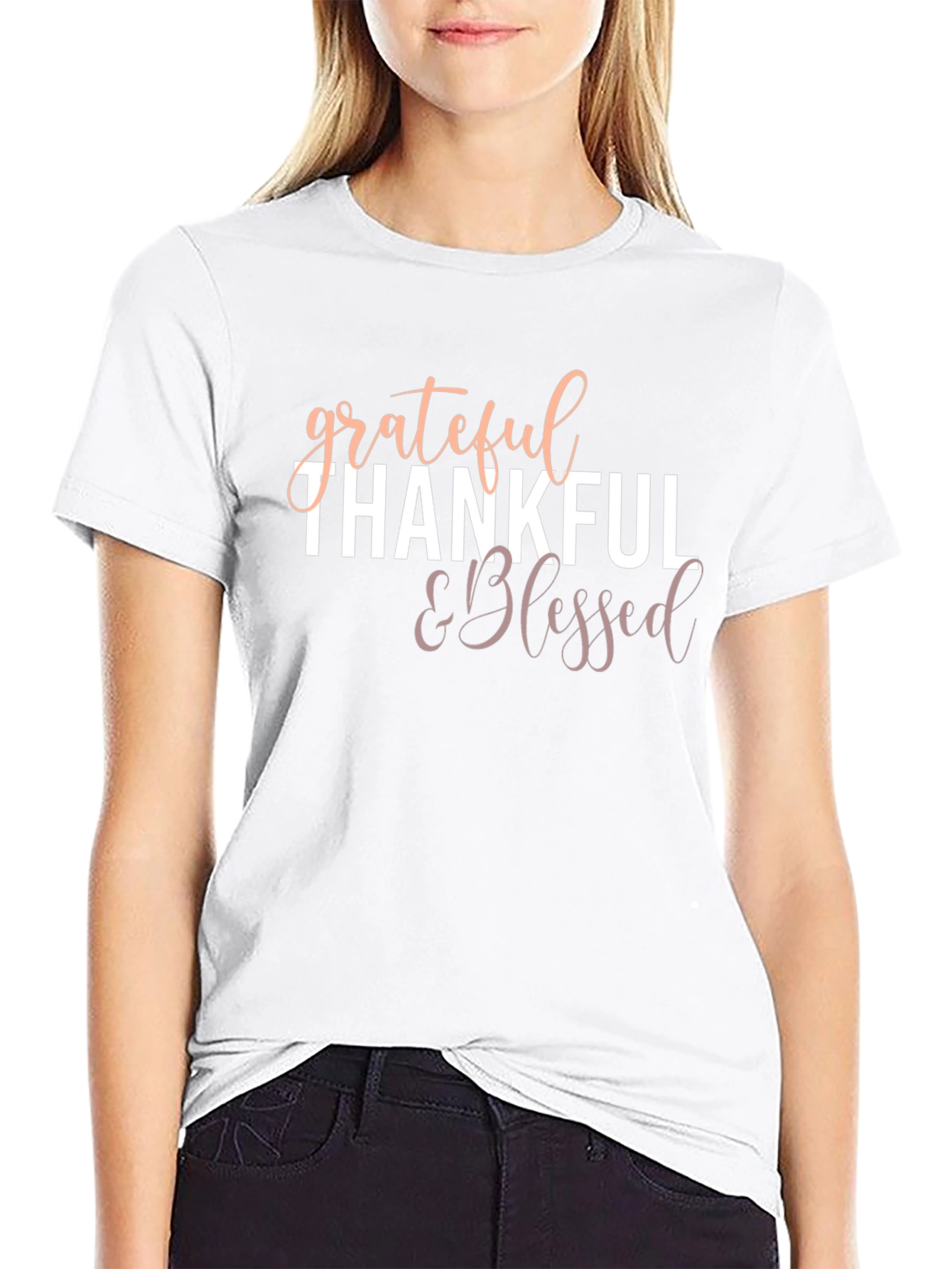 Grateful Thankful & Blessed Black T-Shirt