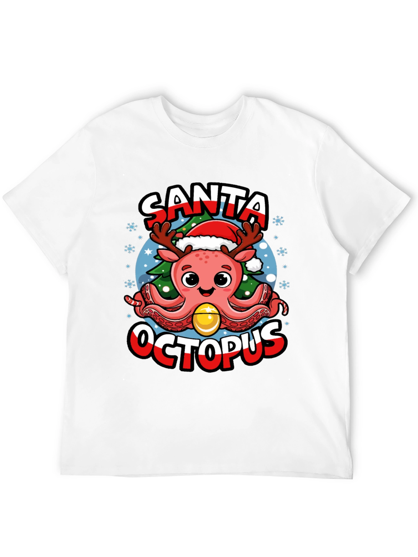 Santa Octopus Christmas Graphic T-Shirt