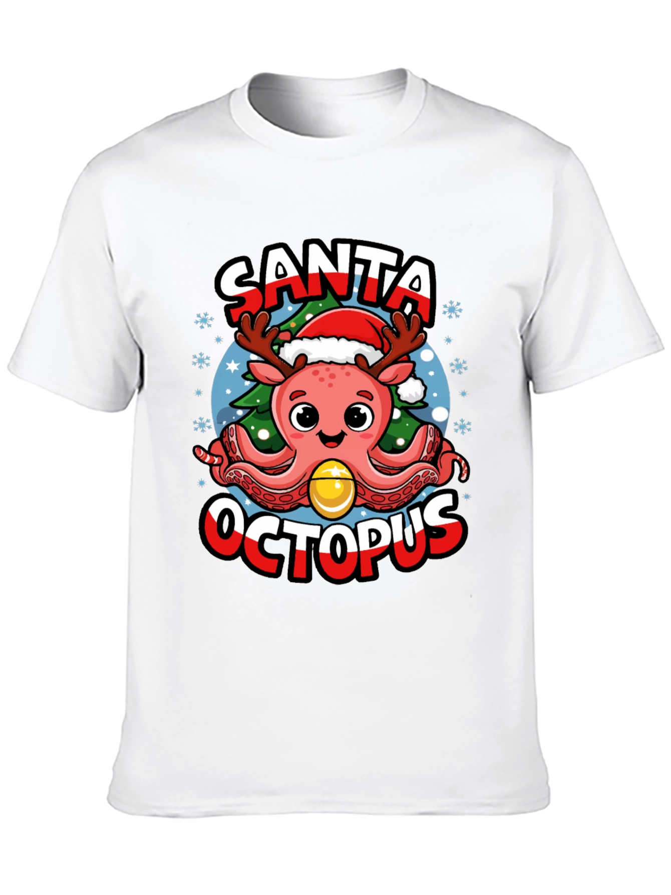 Santa Octopus Christmas Graphic T-Shirt
