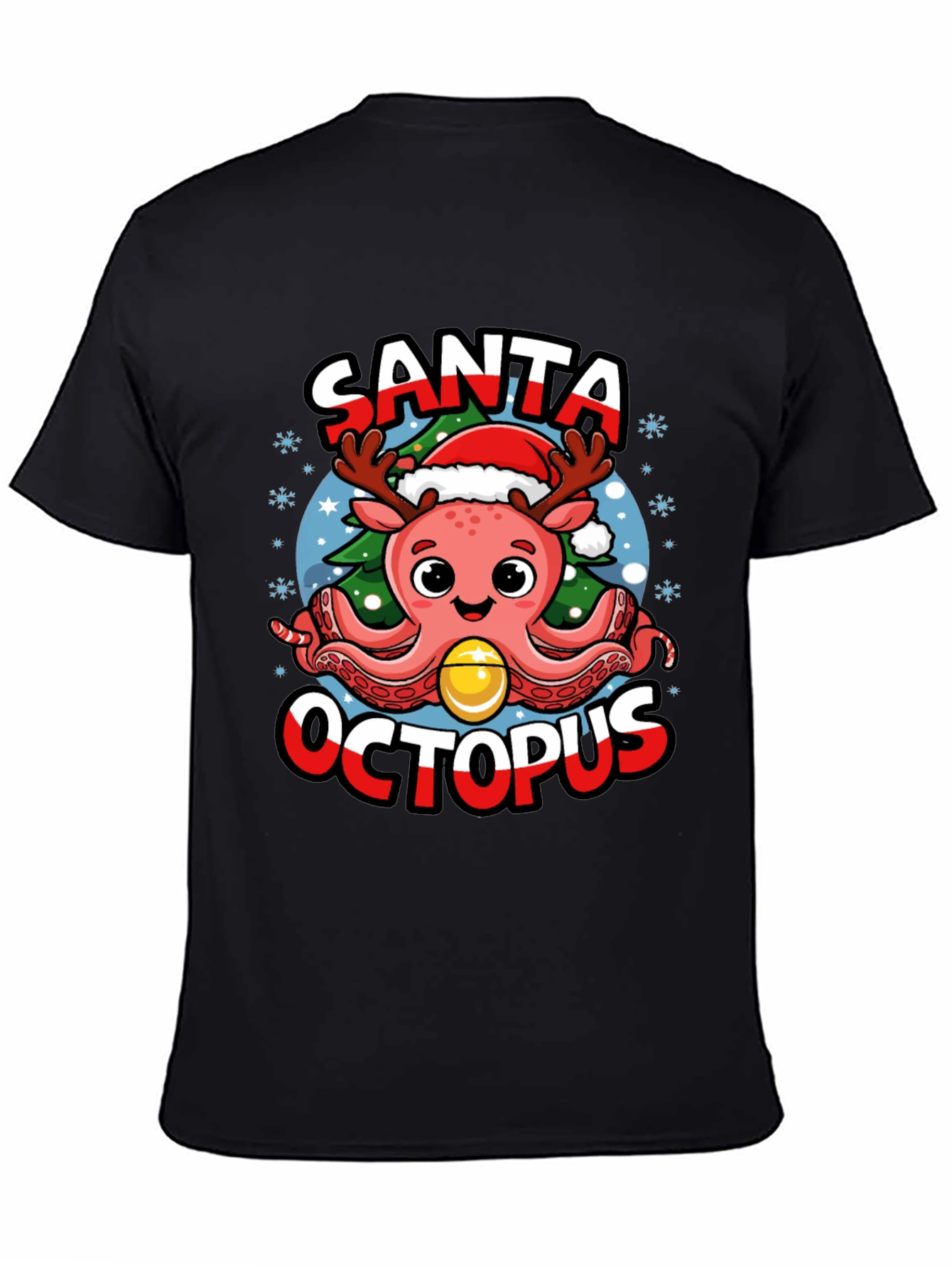 Santa Octopus Christmas Graphic T-Shirt