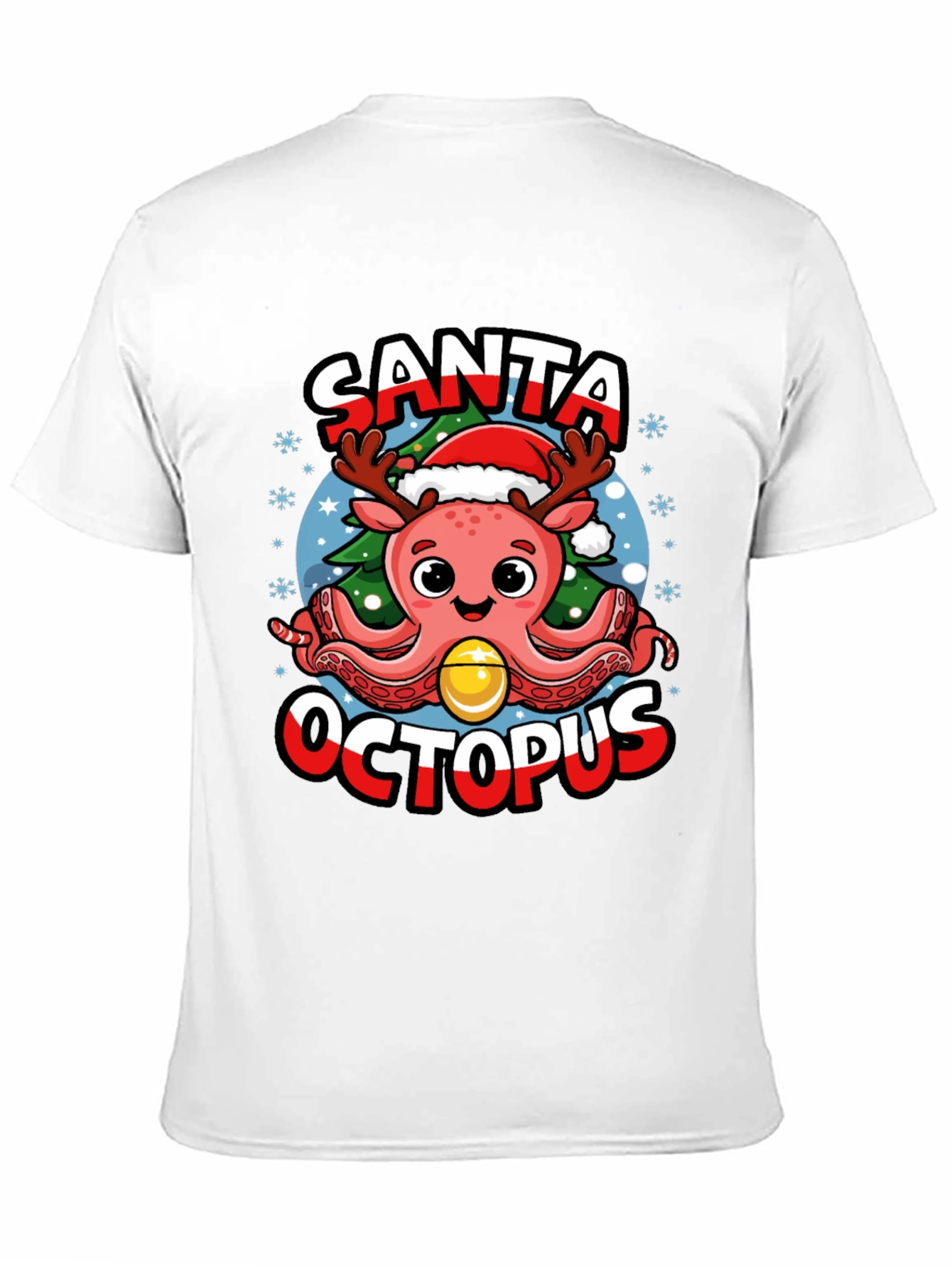 Santa Octopus Christmas Graphic T-Shirt