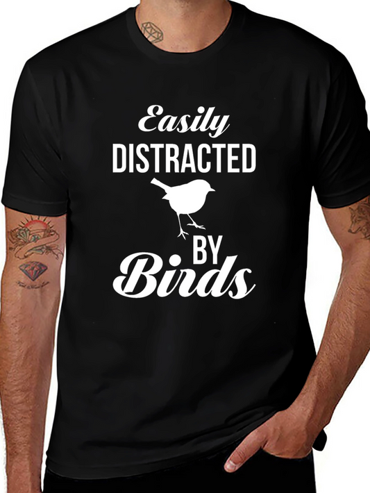 Easily Distracted By Birds Black T-Shirt