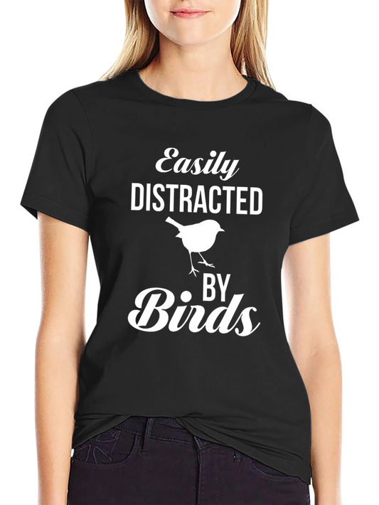 Easily Distracted By Birds Black T-Shirt
