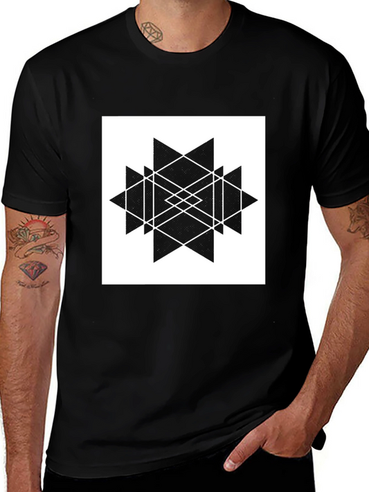 Geometric Graphic Print Black T-Shirt