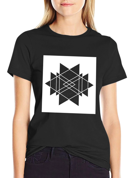 Geometric Graphic Print Black T-Shirt