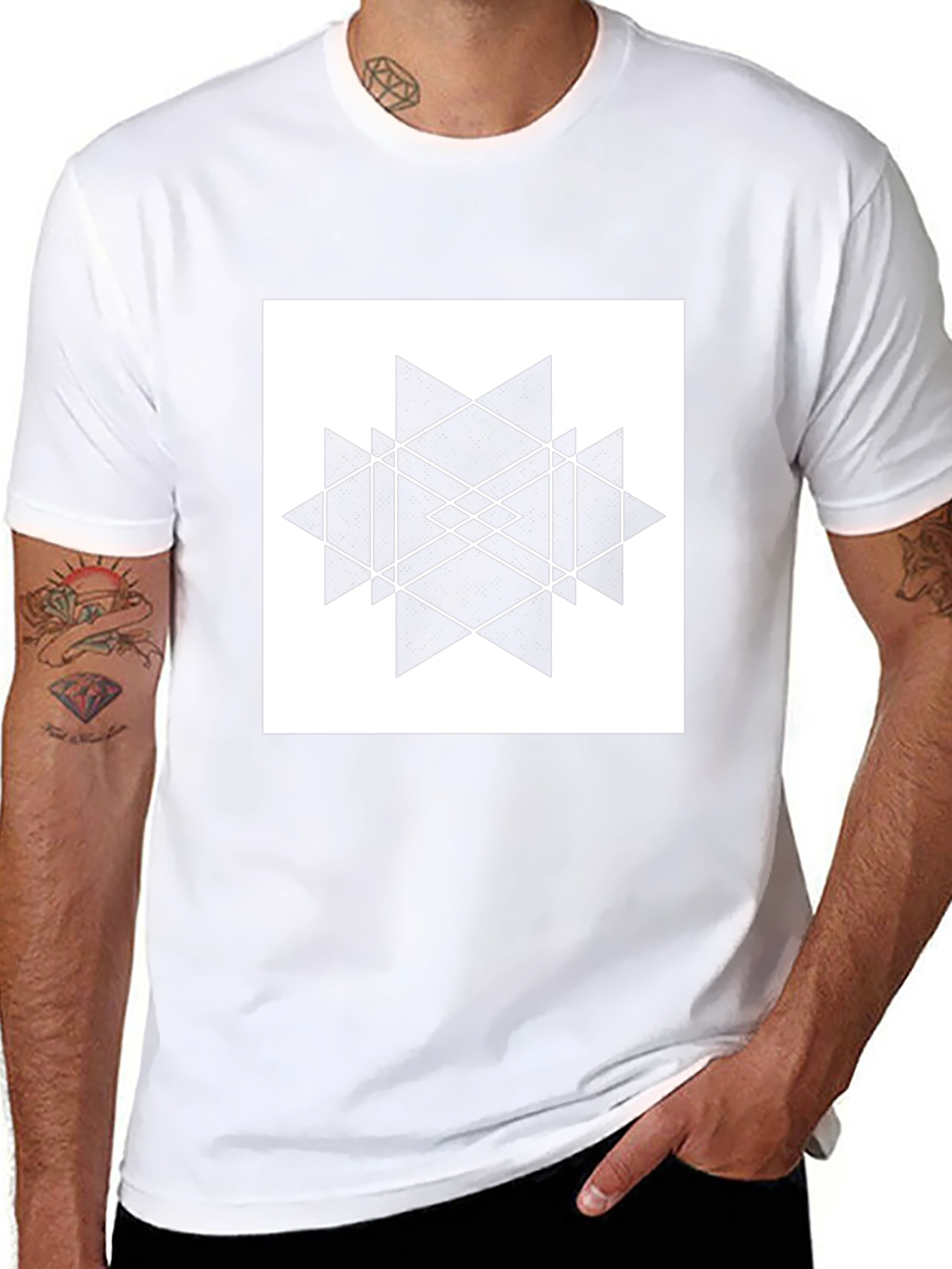 Geometric Graphic Print Black T-Shirt
