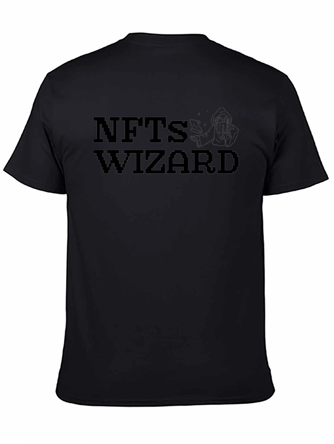 NFTs Wizard Black T-Shirt Pixel Art Design