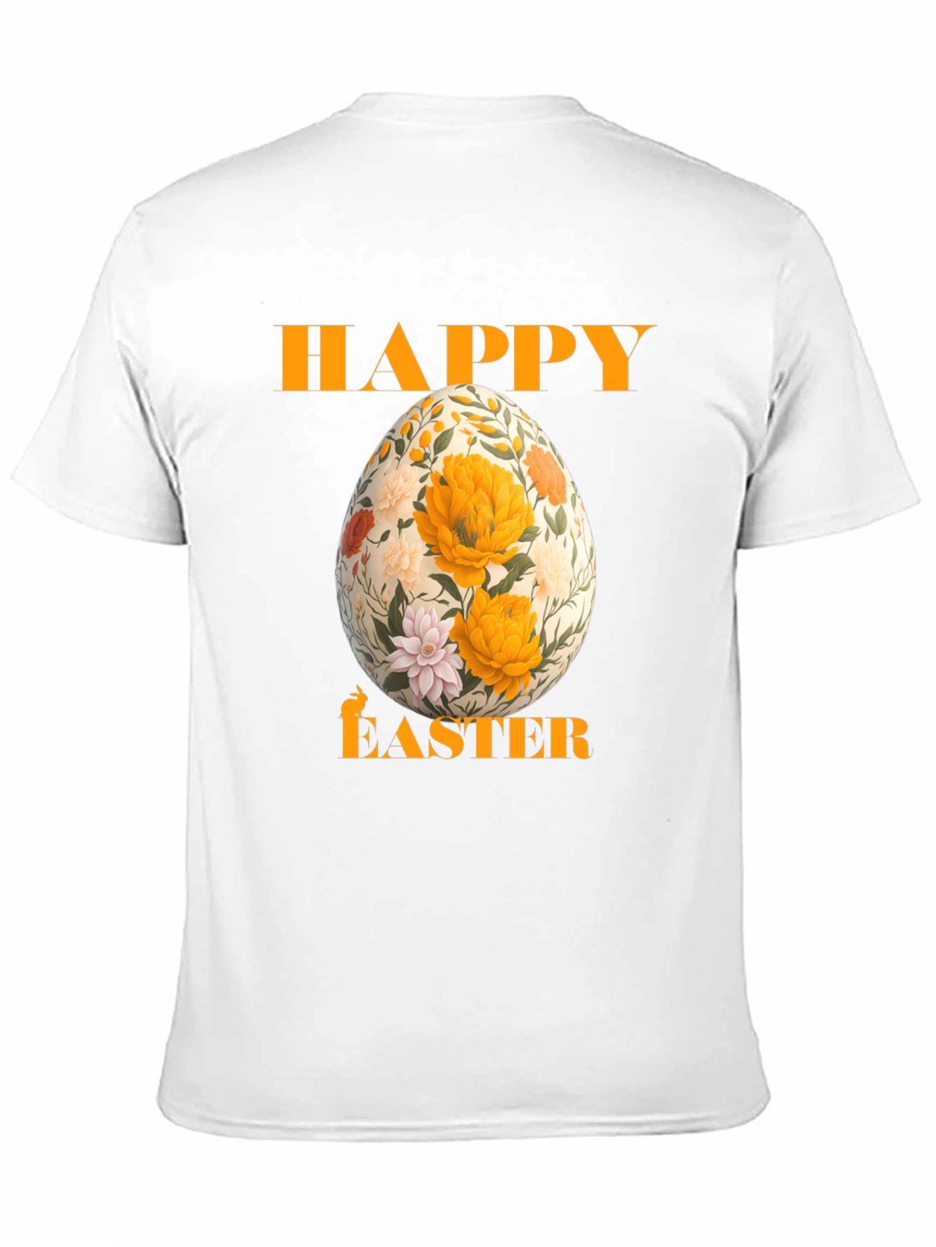 Happy Easter Floral Egg T-Shirt - Black