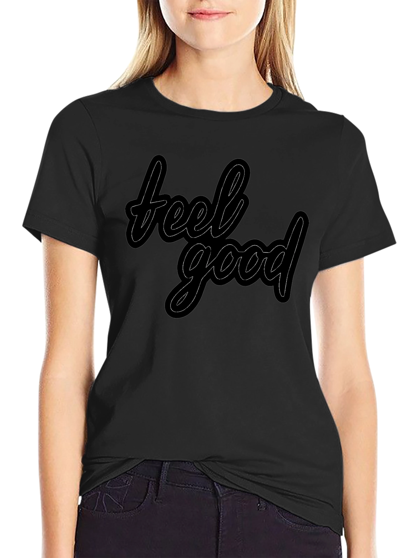 Feel Good Black Graphic Tee - Stylish Casual Wear
