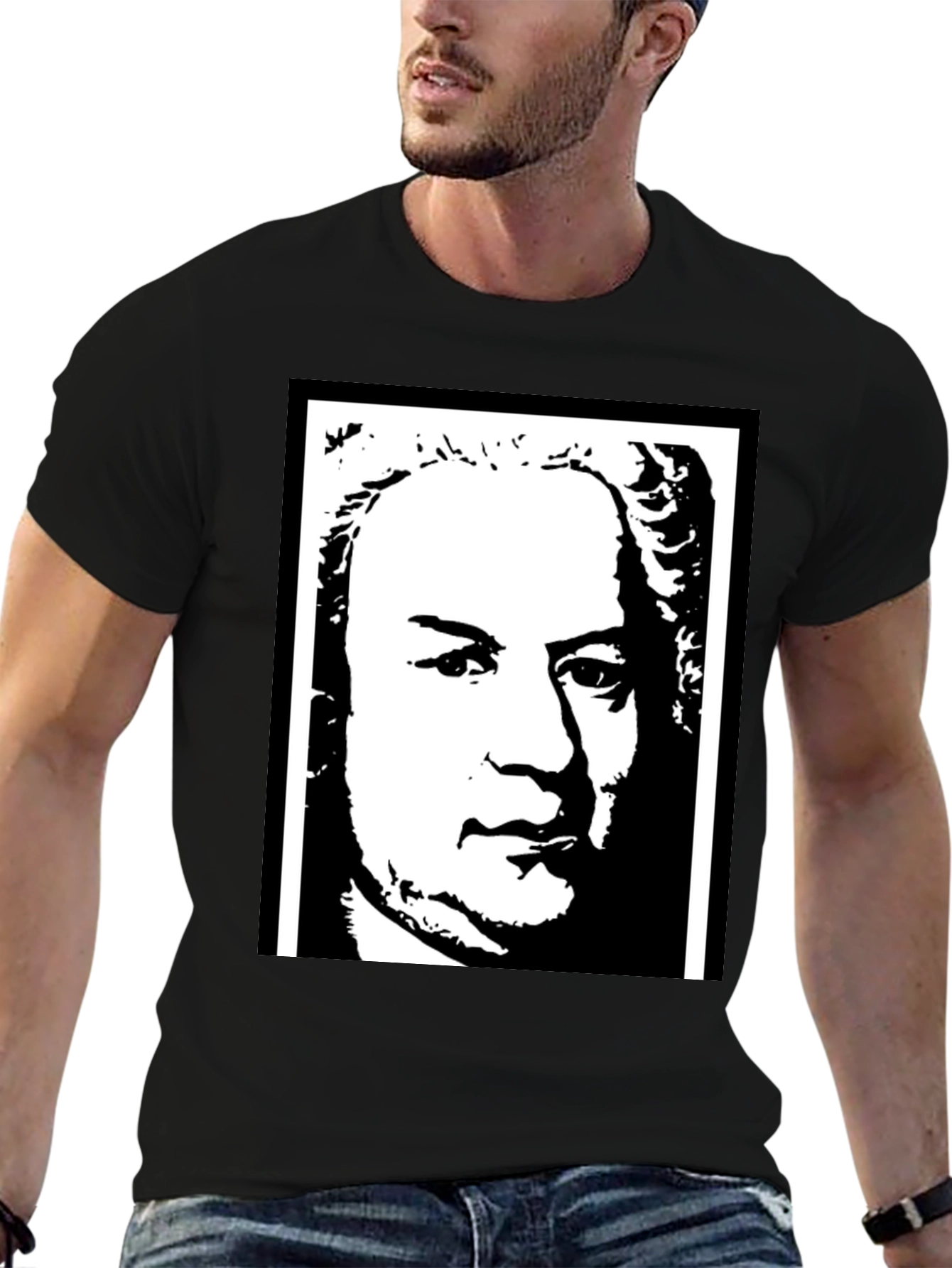 Bach Graphic Tee - Classic Composer Portrait T-Shirt