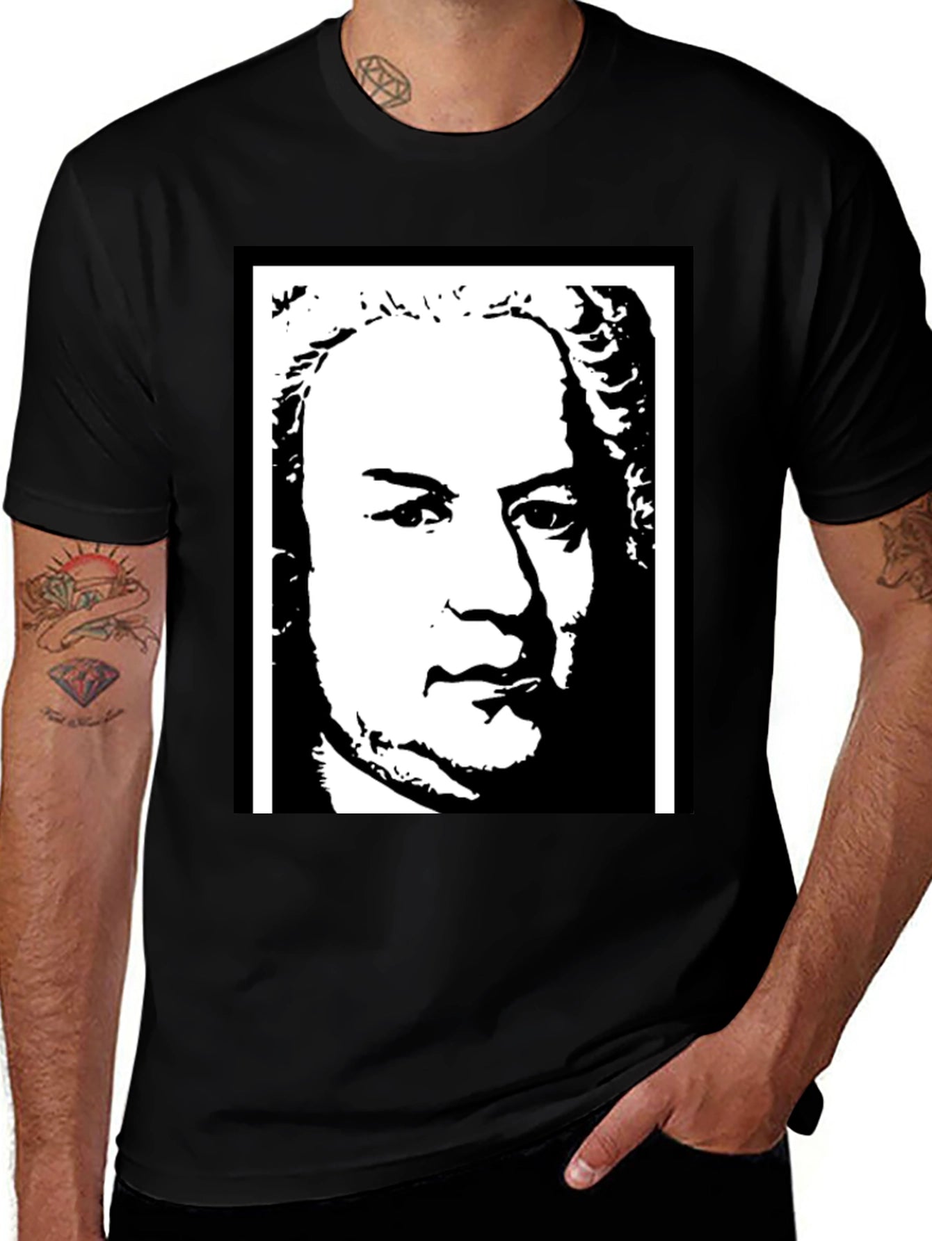 Bach Graphic Tee - Classic Composer Portrait T-Shirt