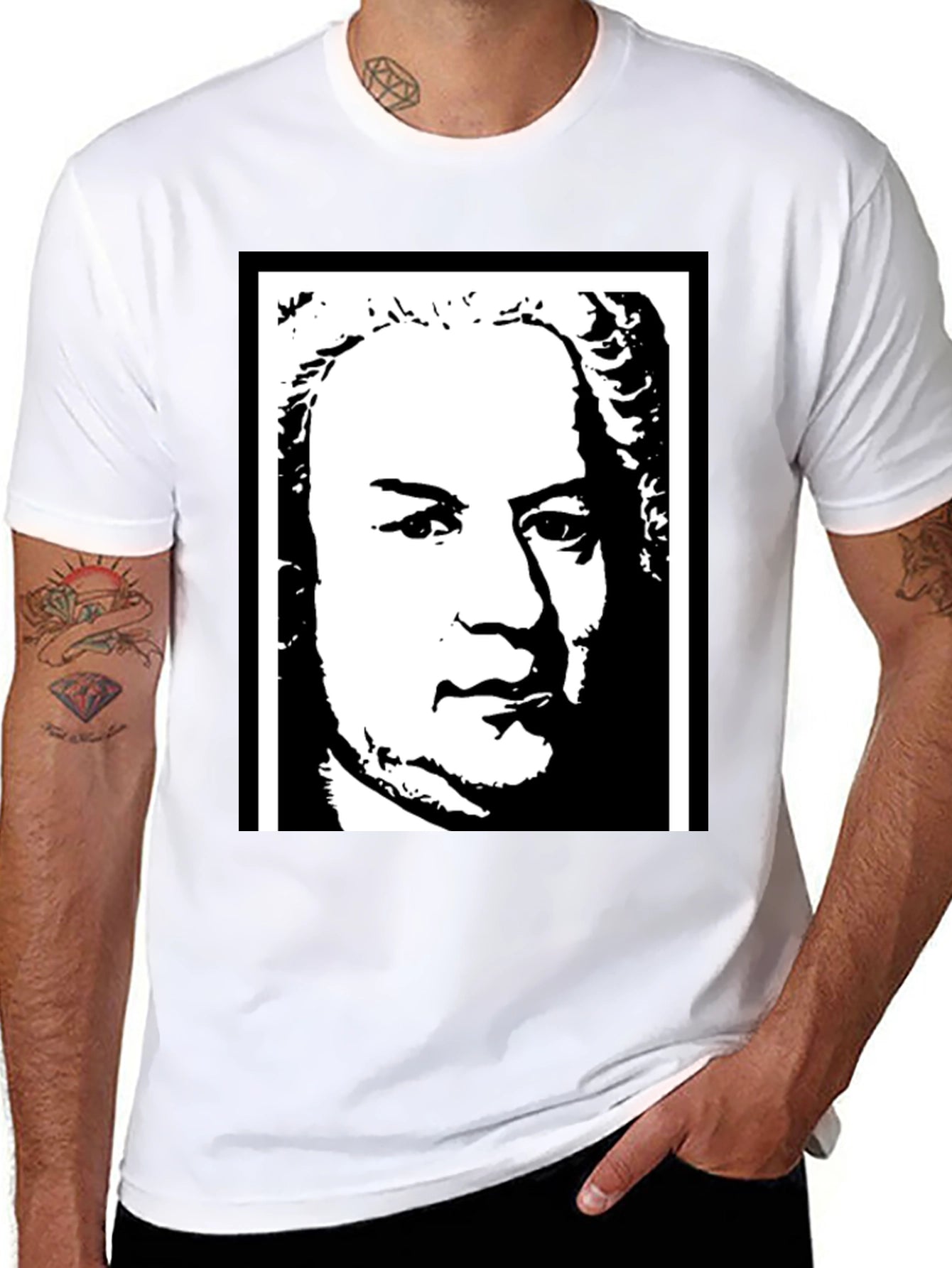 Bach Graphic Tee - Classic Composer Portrait T-Shirt