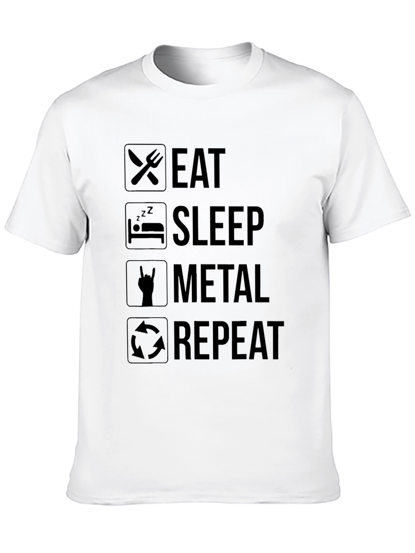 Eat Sleep Metal Repeat Black Graphic T-Shirt