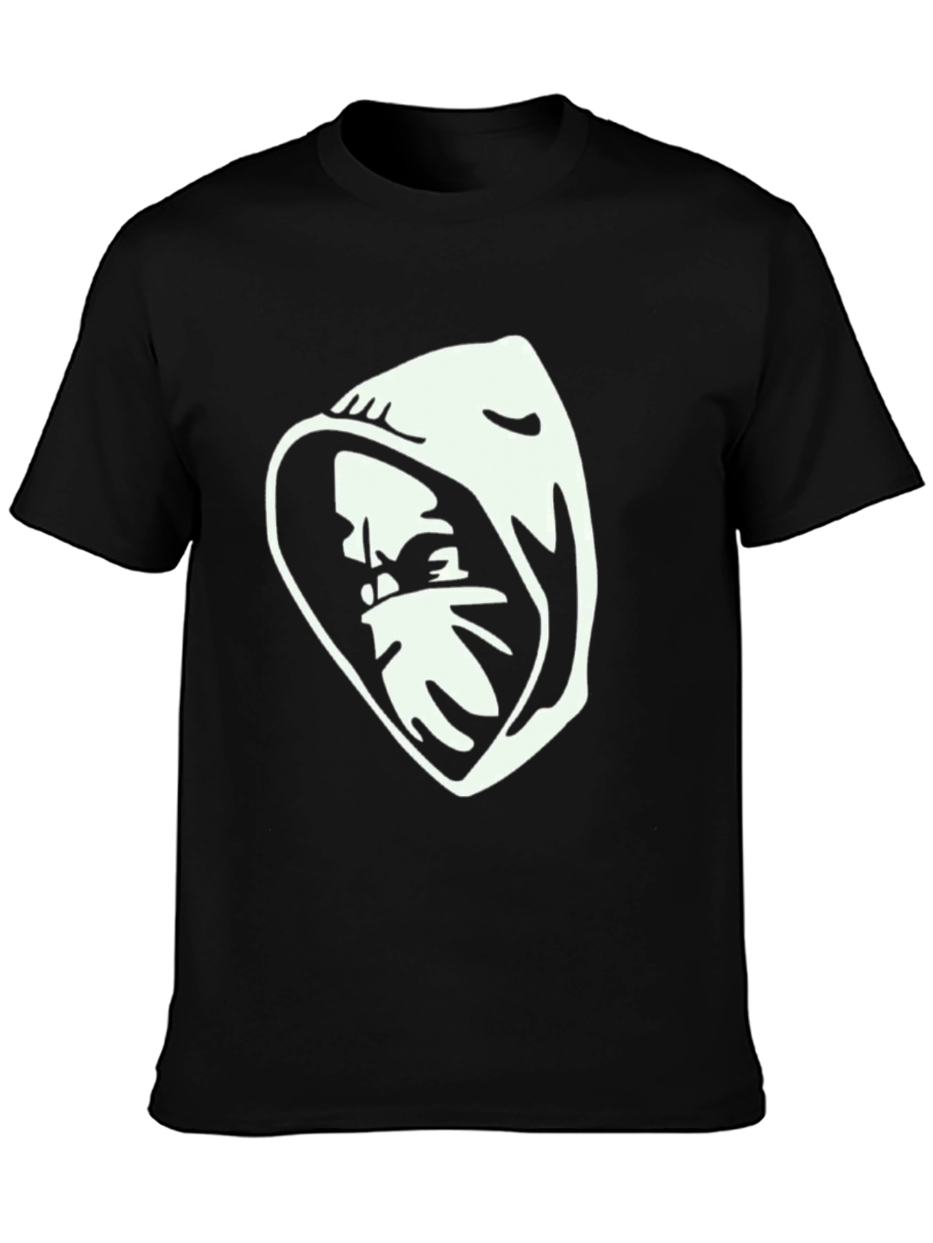Hooded Figure Graphic T-Shirt - Black