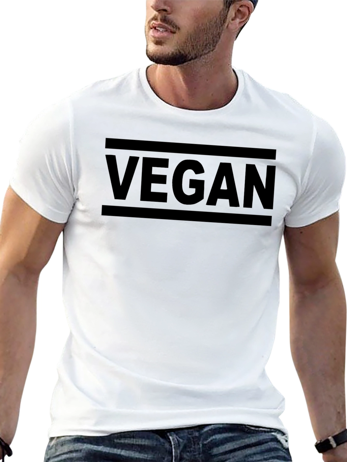 Vegan Graphic T-Shirt - Black Crew Neck Tee